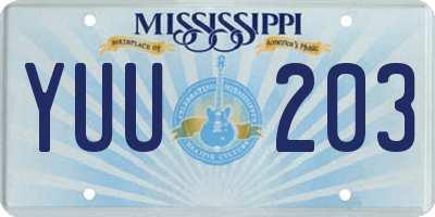 MS license plate YUU203