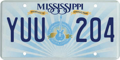 MS license plate YUU204