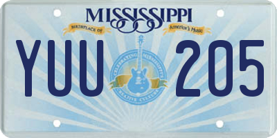 MS license plate YUU205