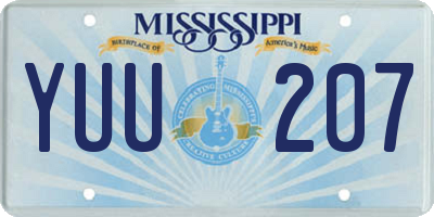 MS license plate YUU207