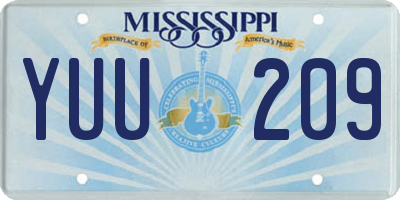 MS license plate YUU209