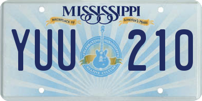 MS license plate YUU210