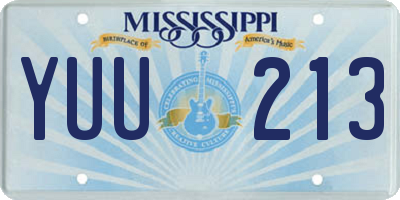 MS license plate YUU213