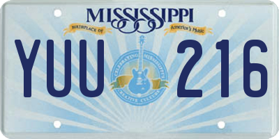 MS license plate YUU216