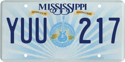 MS license plate YUU217