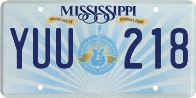 MS license plate YUU218