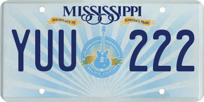 MS license plate YUU222