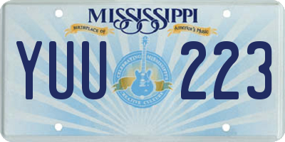 MS license plate YUU223