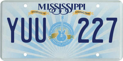 MS license plate YUU227