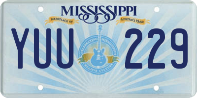 MS license plate YUU229