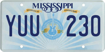 MS license plate YUU230