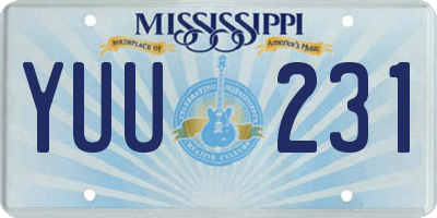 MS license plate YUU231