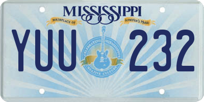 MS license plate YUU232