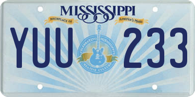 MS license plate YUU233