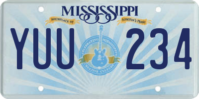 MS license plate YUU234