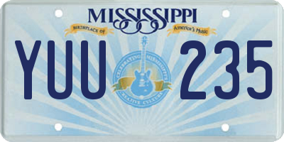 MS license plate YUU235