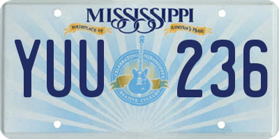 MS license plate YUU236