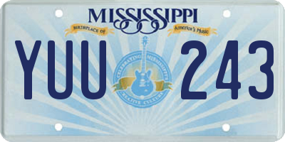 MS license plate YUU243