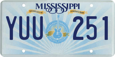 MS license plate YUU251