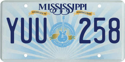 MS license plate YUU258
