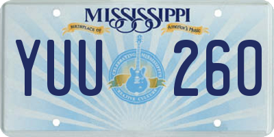 MS license plate YUU260