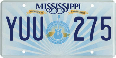 MS license plate YUU275