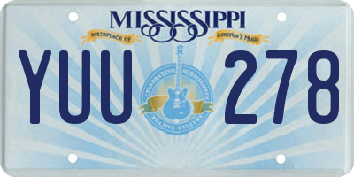 MS license plate YUU278