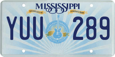 MS license plate YUU289