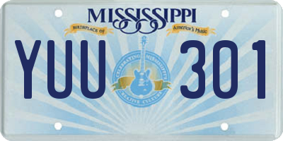 MS license plate YUU301