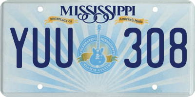 MS license plate YUU308