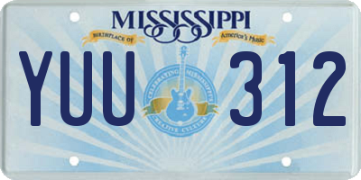MS license plate YUU312