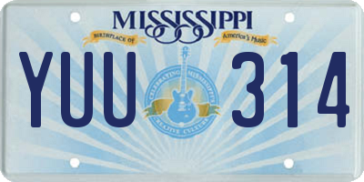 MS license plate YUU314