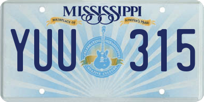 MS license plate YUU315