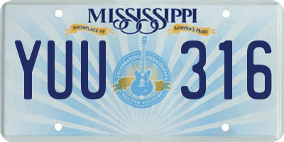 MS license plate YUU316