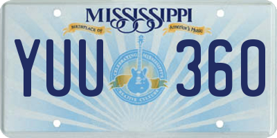 MS license plate YUU360