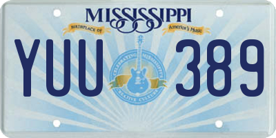 MS license plate YUU389