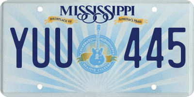 MS license plate YUU445