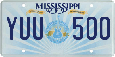 MS license plate YUU500