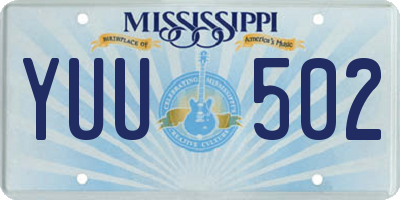 MS license plate YUU502
