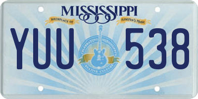 MS license plate YUU538