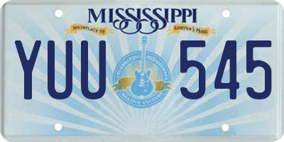 MS license plate YUU545