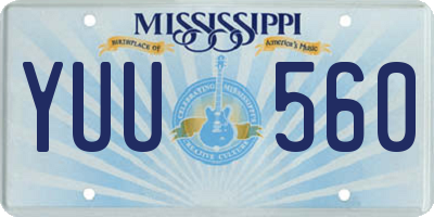 MS license plate YUU560