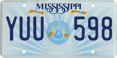 MS license plate YUU598