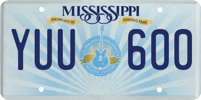 MS license plate YUU600