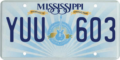 MS license plate YUU603