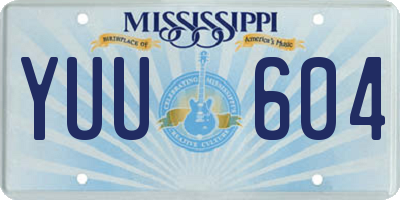 MS license plate YUU604