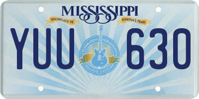 MS license plate YUU630