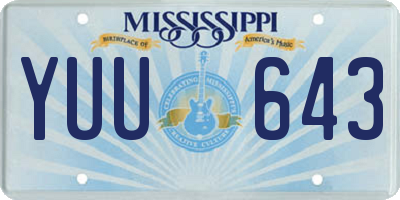 MS license plate YUU643