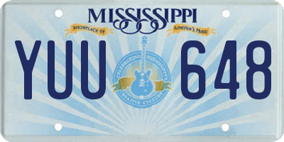 MS license plate YUU648