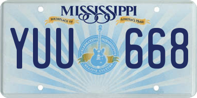 MS license plate YUU668